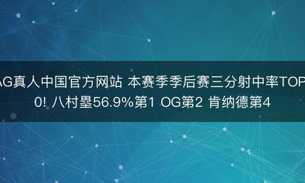 AG真人中国官方网站 本赛季季后赛三分射中率TOP10! 八村塁56.9%第1 OG第2 肯纳德第4