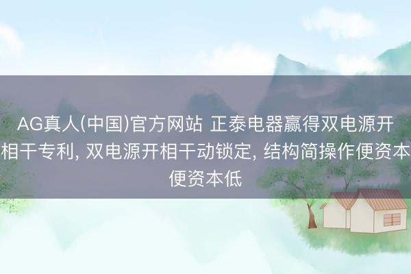 AG真人(中国)官方网站 正泰电器赢得双电源开关相干专利, 双电源开相干动锁定, 结构简操作便资本低