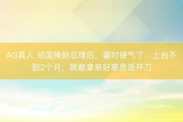 AG真人 邻国换新总理后，霎时硬气了：上台不到2个月，就敢拿亲好意思派开刀