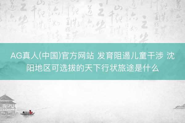 AG真人(中国)官方网站 发育阻遏儿童干涉 沈阳地区可选拔的天下行状旅途是什么