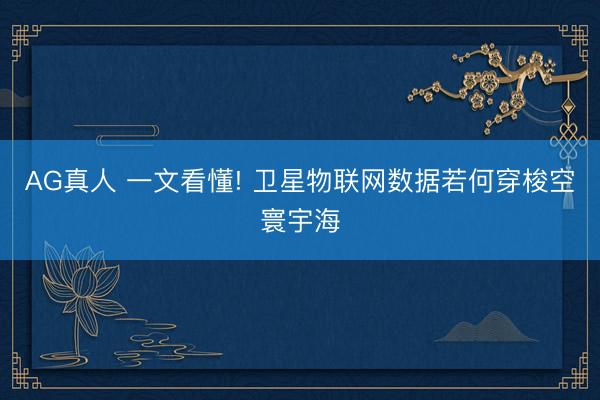 AG真人 一文看懂! 卫星物联网数据若何穿梭空寰宇海