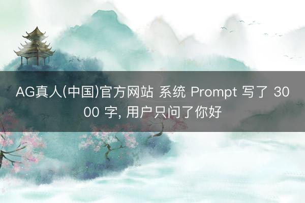 AG真人(中国)官方网站 系统 Prompt 写了 3000 字， 用户只问了你好