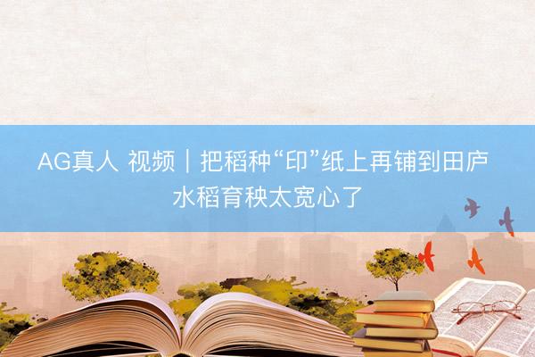 AG真人 视频｜把稻种“印”纸上再铺到田庐 水稻育秧太宽心了