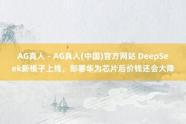AG真人 - AG真人(中国)官方网站 DeepSeek新模子上线，部署华为芯片后价钱还会大降